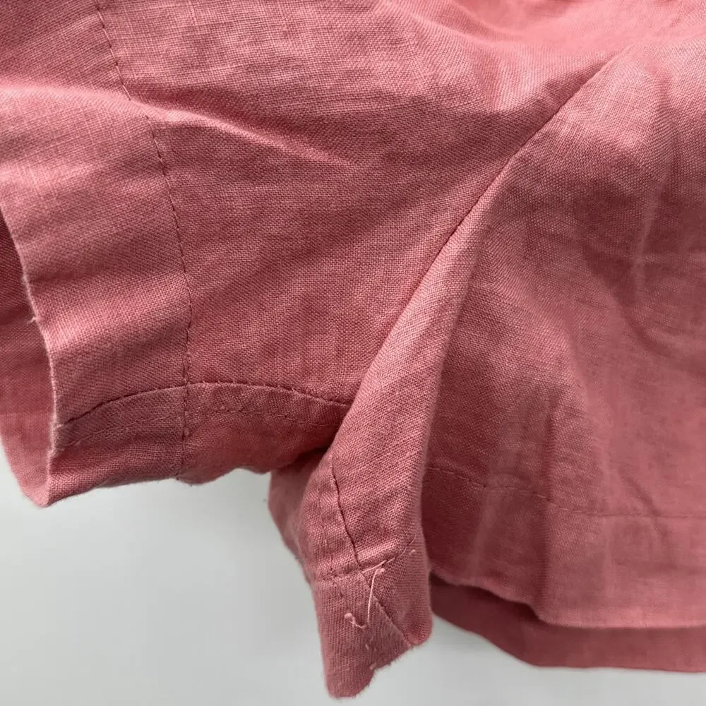 Philosophy 100% Linen Pull On Shorts Womens XL Pink Elastic Waist Casual Summer - Picture 5 of 12
